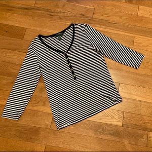 Lauren navy 3/4 Sleeve Stripped Blouse